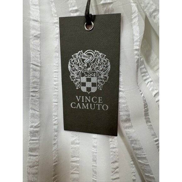 Vince Camuto V-Neck Blouse Ivory Striped Top Balloon Sleeves Holiday Women's 2X - Picture 8 of 11